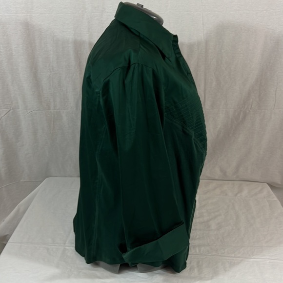 CJ Banks Womens plus size 2X Dr Green button up Blouse 3/4 sleeve stretch sides - Picture 3 of 7